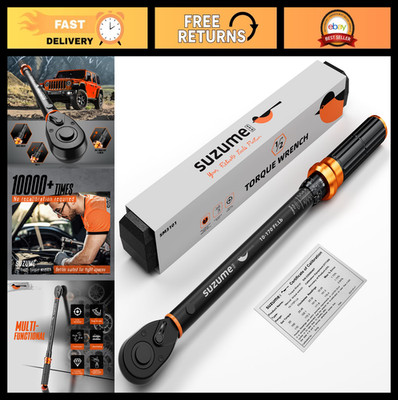 High Accuracy 1/2'' Drive Torque Wrench 10-170 Ft-Lb Dual-Scale 72 Tooth Adjustab