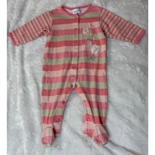 Vintage 90s Y2K Carter  s Classics Pink Striped Embroidered Footie Pajama 6-9 Mos