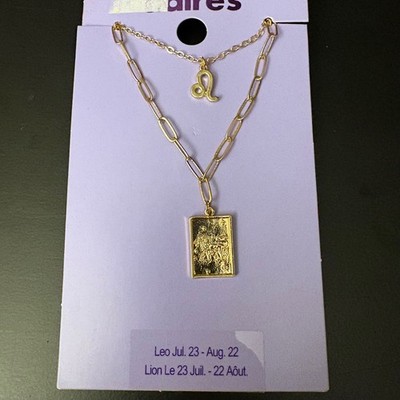 NWT Claires Gold Leo Zodiac Layered Set of 2 Necklaces July August Gift