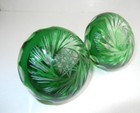 2 DOORKNOBS/SPINDLE DARK GREEN GLASS CUT TO CLEAR DESIGN PRISMAT[C F r e e SHIPP — photo 2