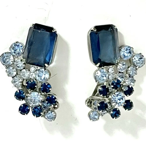 Vintage Juliana Earrings Rhinestones HUGE! 1960s Costume Jewelry DeLizza Elster