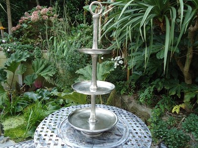 Großer 3 Etagen Kuchenständer mit Vintage Silber Finish - Tea Party / Hochzeit 61849