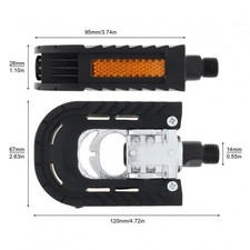 Folding Bike Pedals 9/16'' w Reflective Strips Wide Flat Cycling Foldable Pedal