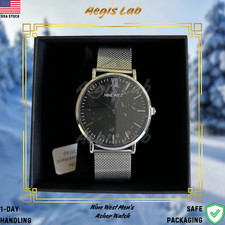 Nine West Men's Asher Watch Stainless Mesh Band Black Face Brand New USA Stock