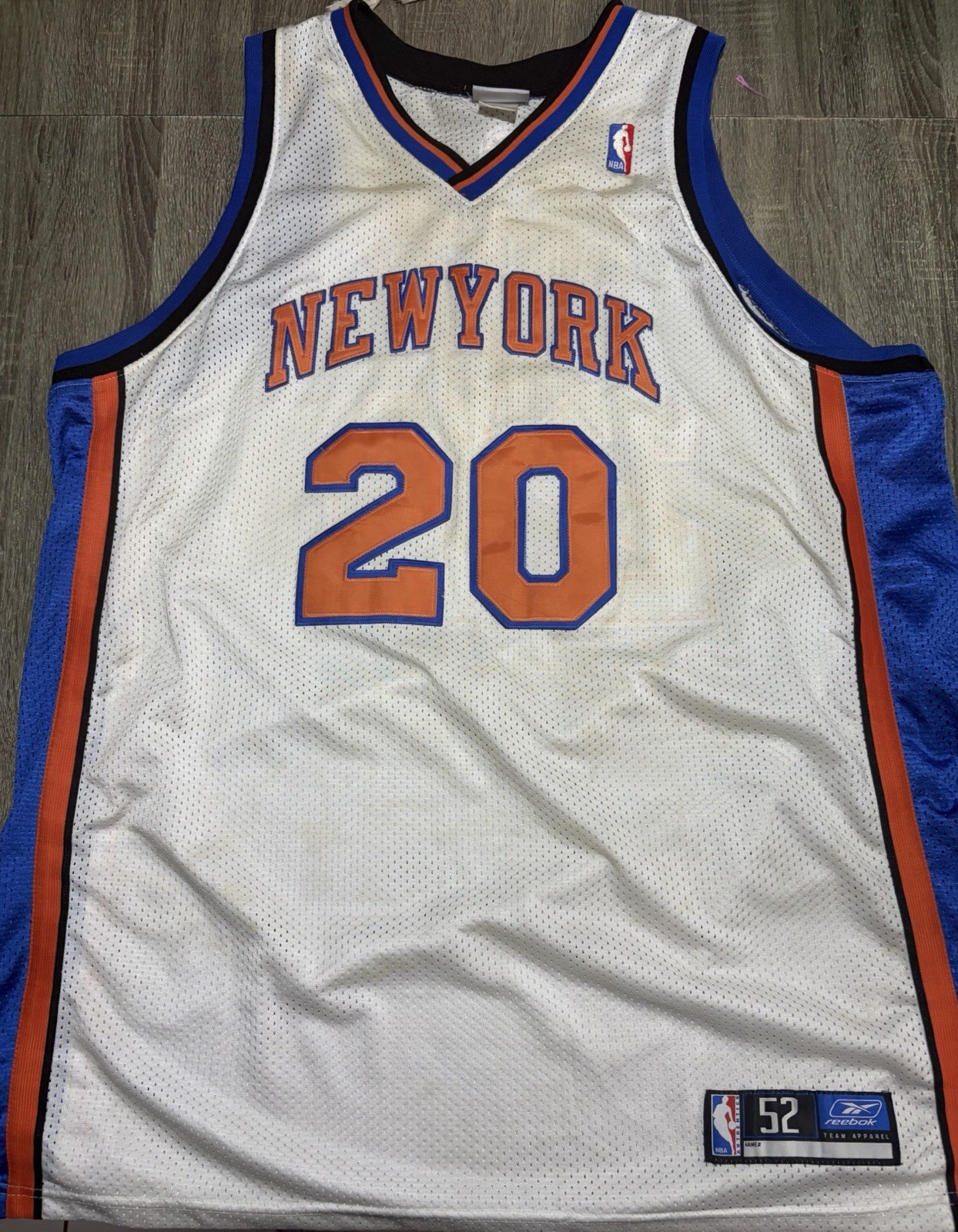 New York Knicks #20 Basketball Jersey NBA White/Blue Allan Houston Size 52