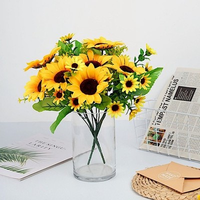 2 YELLOW 13'' FAUX SILK SUNFLOWER Bouquets Wedding Party Decorations Supplies