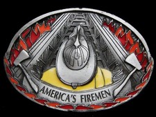MG05137 VINTAGE 1995 AMERICA'S FIREMEN COMMEMORATIVE PEWTER BELT BUCKLE
