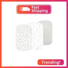 Bassinet Sheets for Baby Girl  Boy   3-Pack Soft Fitted Bassinet Sheets, Organi