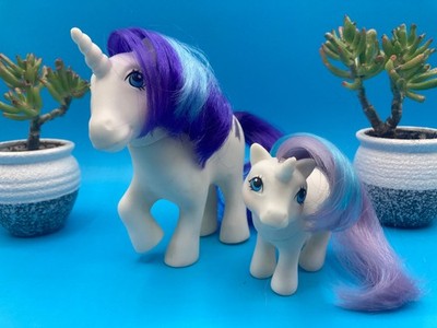 My Little Pony G1 year 2 Glory & year 3 Baby Glory brushable Unicorn Ponies MLP