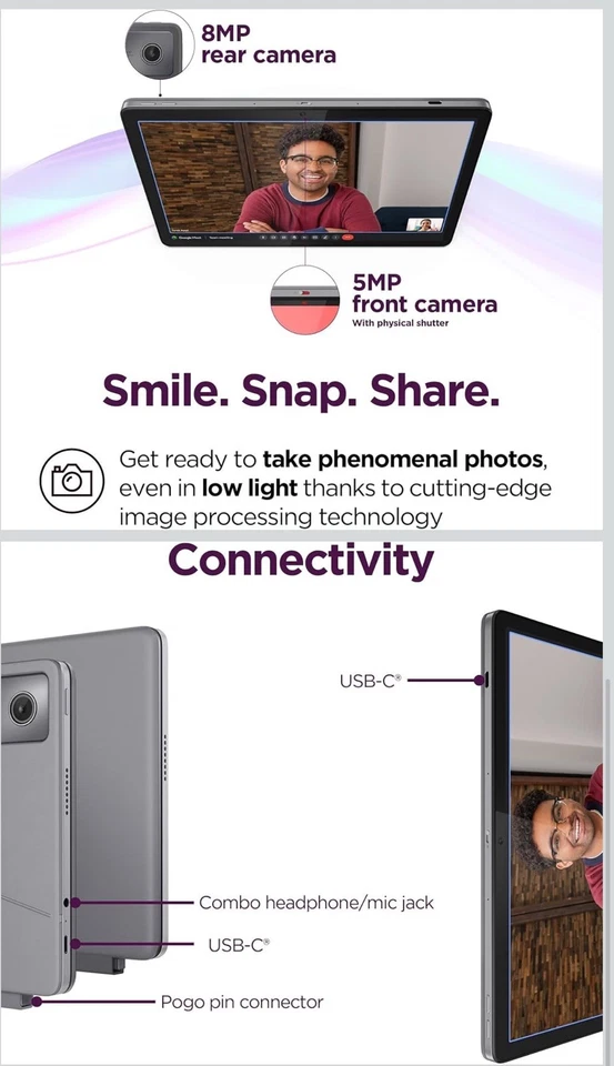 Tablet Lenovo - Duet 11 Chromebook - 11" 2K LCD Pantalla Táctil 2 en 1 - MediaTek... Foto 3 de 4