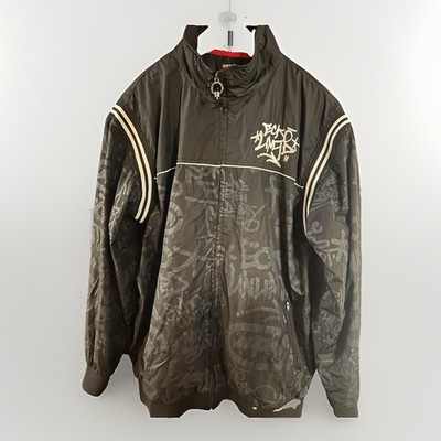 VINTAGE Ecko Unltd Track Jacket Men XL Black Graffiti Spray Lightweight Track