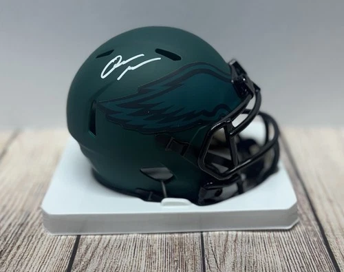 PHILADELPHIA EAGLES QUINYON MITCHELL SIGNED RAVE MINI HELMET JSA COA