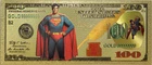 $100 Superman DC Comics Novelty 24K Gold Foil Plated Note Bill GFN62