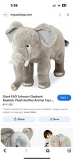 FAO Schwarz Elephant Realistic Plush Stuffed Animal Toy