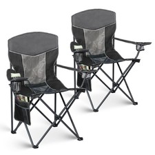 Folding Camping Chair 2 Pack Mesh Back Cup Holder Portable Black Matrasco