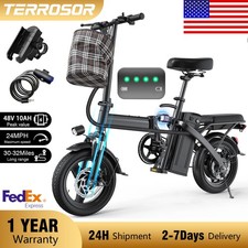 Ebike 560W 48V Electric Bike Folding Bicycle 14" Tire 24mph Commuter City E-Bike