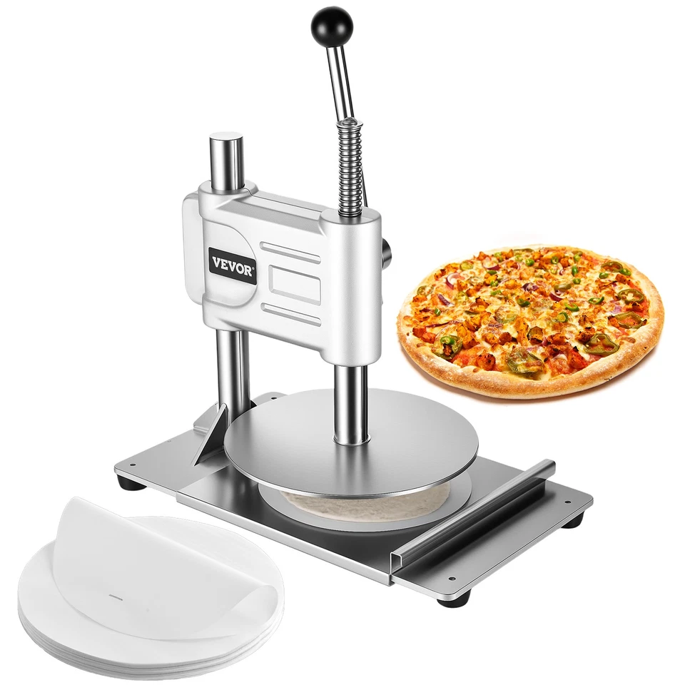 VEVOR Manuelle Pizzateigpresse Kommerzielle Pizza-Teigrolle 241,3mm Brotpresse