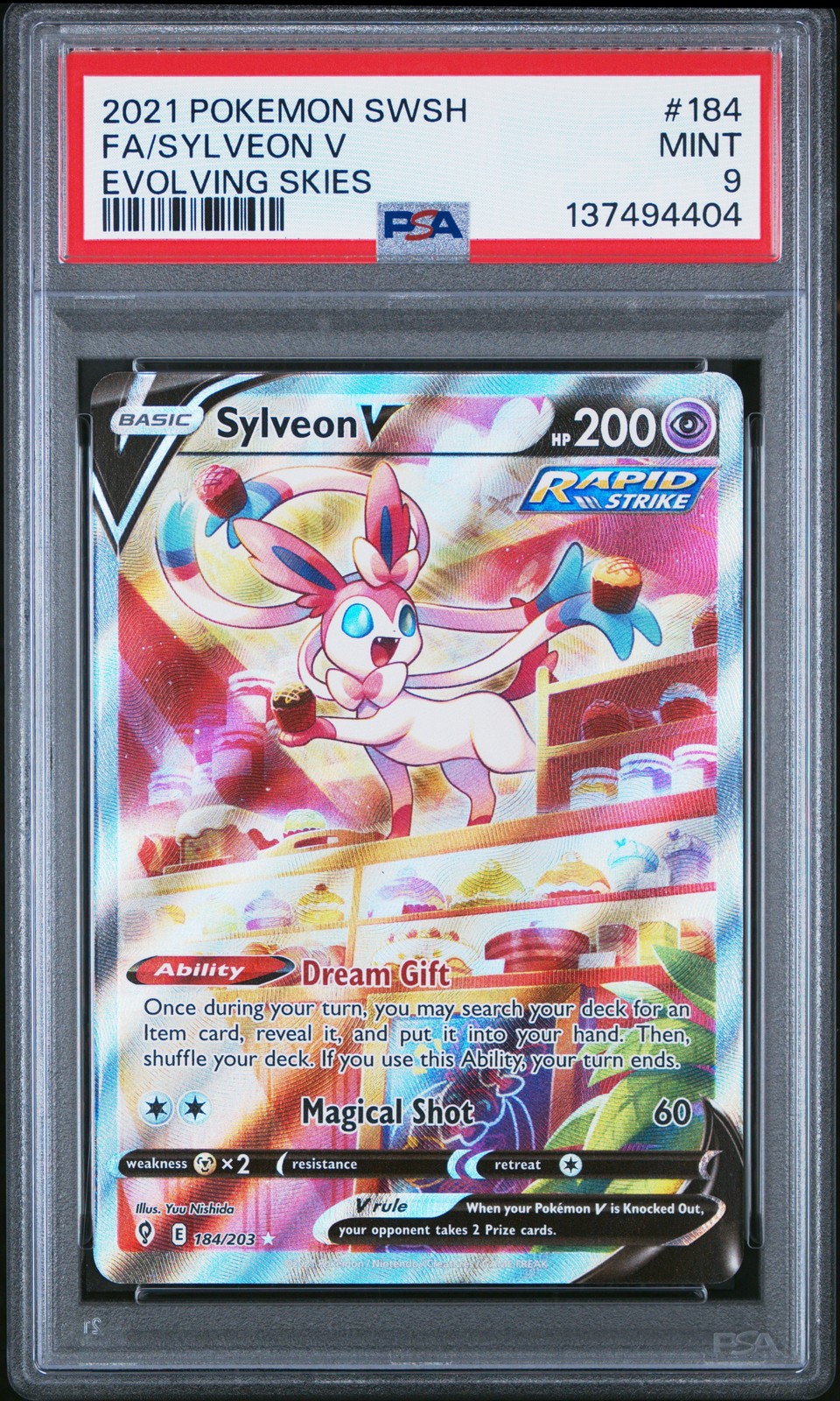 PSA 9 Sylveon V (Alt Art) 184/203 Evolving Skies Ultra Rare Pokemon Card