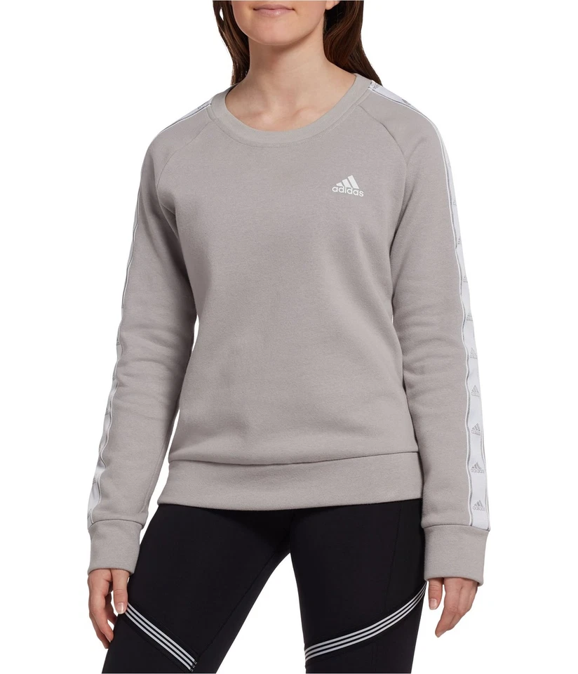 Adidas Mujer Cinta Lateral Tiro Cuello Redondo Sudadera, Gris, XL