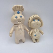 Vtg 1971 Rubber Pillsbury Doughboy and 1972 Poppie Dough Girl Dolls Figures