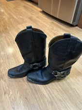 Texas All American Black Dingo Boots Eagle Harness Tips Mens Cowboy 9.5 D