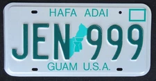 GUAM GREEN MAP license plate  1988  JEN 999