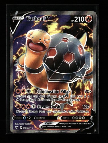 Torkoal V Full Art Ultra Rare SWSH01 Sword & Shield Base Set 188/202 Fire Holo P