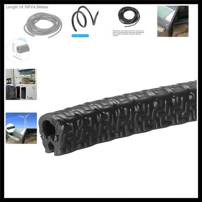 Edge Trim Black U Shape Edge Protector Rubber with Steel Clips Fits 1/64''-1/1...