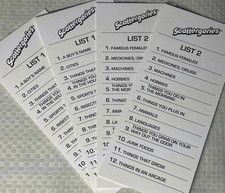 Scattergories 2013 LOT of 4 Cards   Lists 1  2 Replacement Set Hasbro A5226 