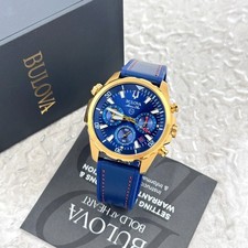 Bulova Marine Star 43MM Blue Dial Chronograph Silicone Strap Men's Watch 97B168