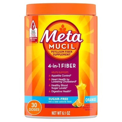 Metamucil 4-in-1 Fiber Sugar-Free Supplement (Orange) 6.1 OZ