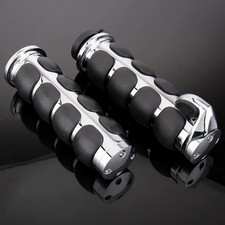 Motorcycle Hand Grips 1 Inch Handlebar Throttle Grips 25MM Chrome Black Alumi...