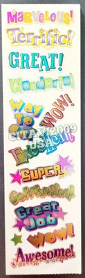 HAMBLY STUDIOS STICKERS HOLOGRAPHIC TEACHER STICKERS GREAT JOB WOW SUPER VINTAGE