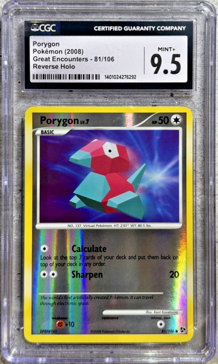Pokemon Card Porygon Rev Holo CGC 9.5 Mint+, Great Encounters 81/106, 2008 (1)