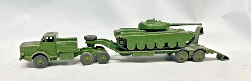 dinky toys army thornycroft  antar tank transporter and centurion tank play worn