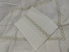 340 Matouk USA NWT 2pc Chain Standard Shams 350TC Percale Beige/Green 15 Sold