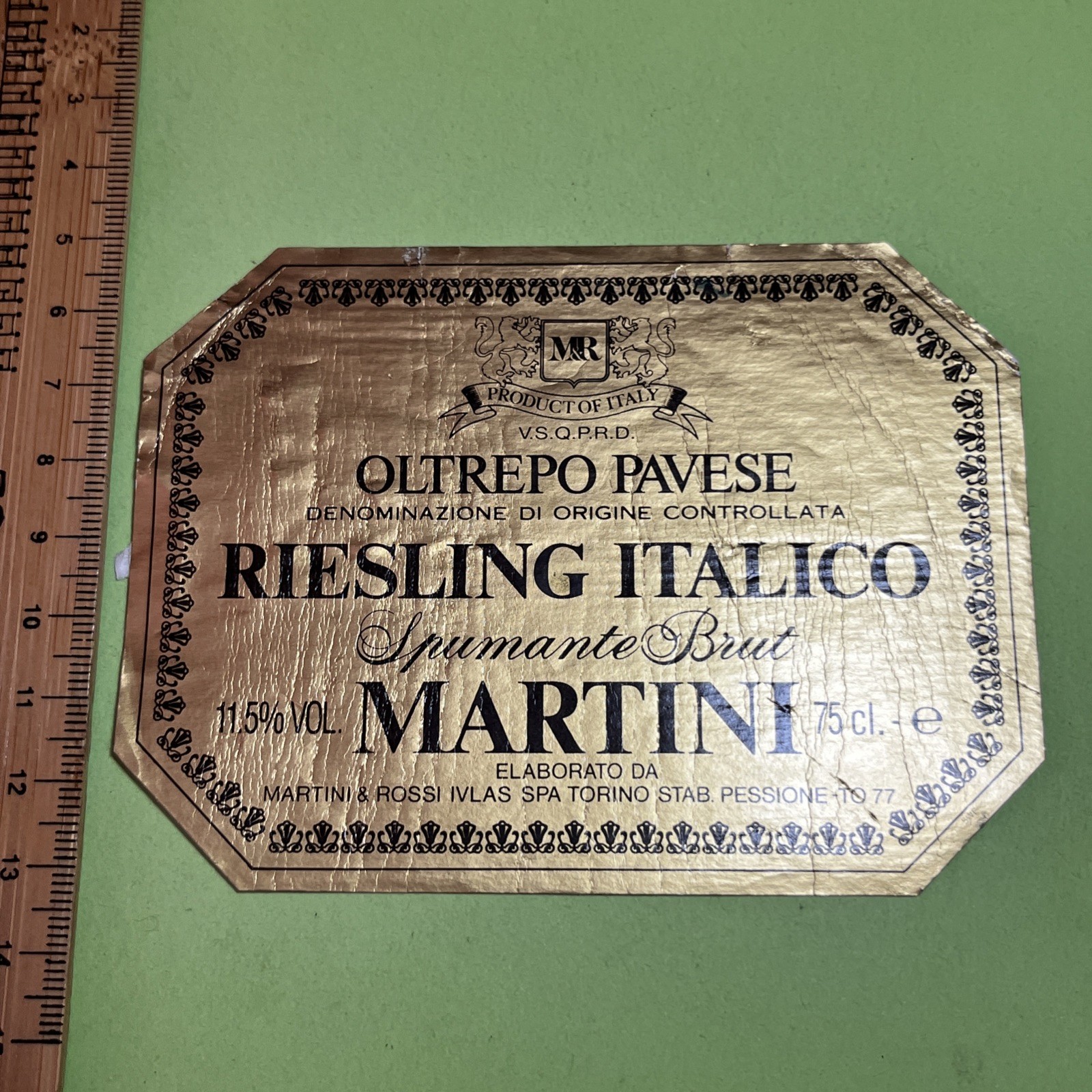 OLTREPO PAVESE RIESLING ITALICO SPUMANTE BRUT MARTINI TORINO - ETICHETTA - LABEL