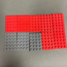 Lego Baseplates Red Dark Gray 6 x 4 Replacement Add-on Parts Pieces Lot of 10