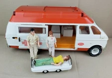 VTG 1970s Tonka Rescue Van Ambulance Pressed Steel Toy Vehicle Gurney 3 People