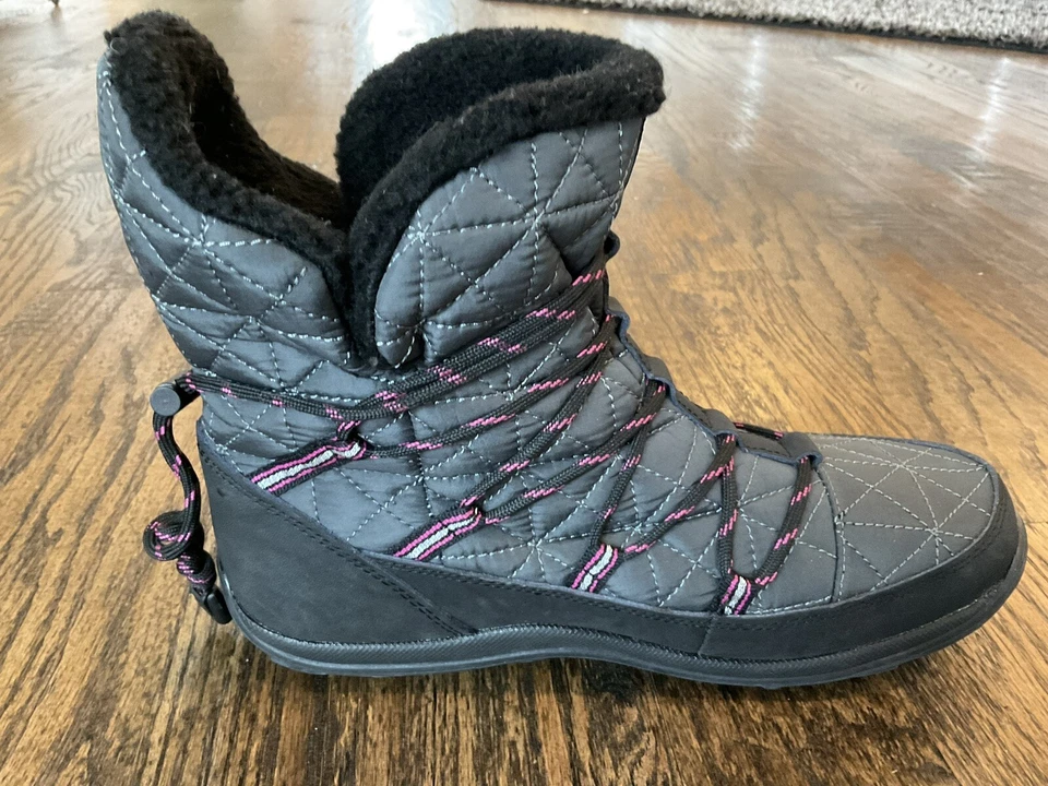 Bearpaw Celine Gray/Pink Water Proof Lace Up Boots Wool Lined Women's US Size 9 - Image 2 of 4
