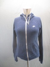 NIKE Size S Womens Blue Cotton Full Zip Drawstring Pocket Athletic Jacket 780