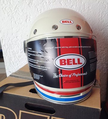 BELL Bullitt DLX Gr. S weiß Motorrad Helm Integral retro vintage Command blau