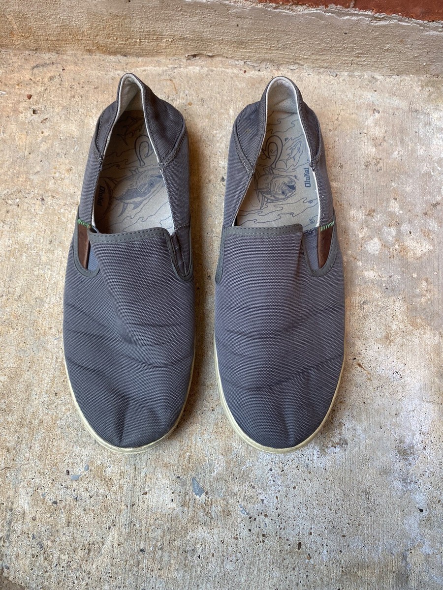Olukai Mens 10.5 Kahu Gray Slip On Casual Loafers Shoes | eBay