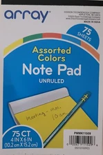 Note Pads Notepads Unruled 5 Vibrant Colors 4X6 Inches, 75 Sheets/Notepad
