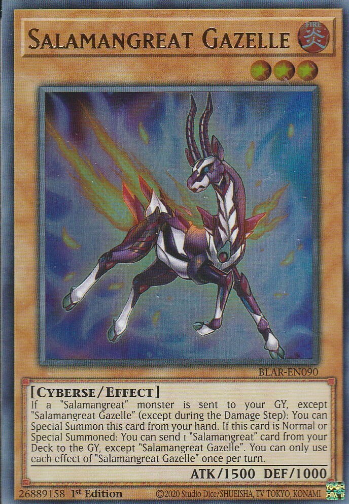 YUGIOH HOLO CARD SALAMANGREAT GAZELLE BLAR-EN090 1ST EDITION | eBay