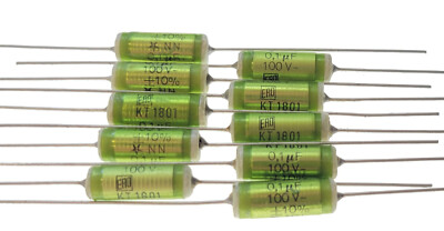 10 x  .1uf 100V 10% ERO Polyester Foil Audio Capacitor KT-1801 NN Film Cap Green