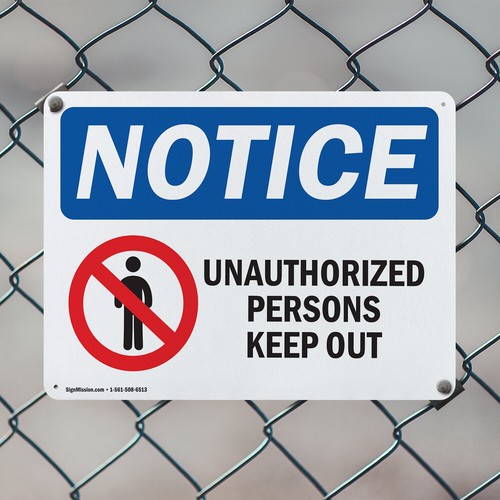 (2 Pack) Unauthorized Persons Keep Out OSHA Notice Sign Decal Metal Plastic - 第 5/23 張圖片