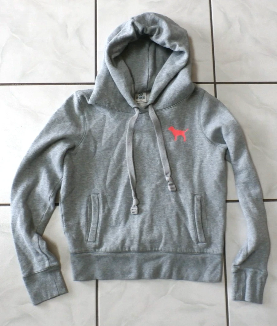 UNDERCOVER Felpa con cappuccio Victoria’s Secret LOVE PINK 1986 logo cane S grigio Y2K H14