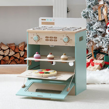 Wooden Toy Kitchen Oven Playset, Montessori Pretend Play Kitchen Accessories wit