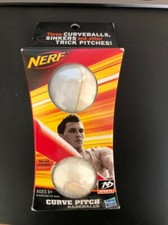 Nerf Curve Pitch Baseballs - NEW NIB 2 Baseballs - Throw Curves Sinkers - Sealed